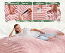 Hobestluk 6FT Bean Bag Chairs Adult Bean Bag with Portable Handle Comfy Large Bean Bag Lounge Chair with Removable Cover for Living Room Bedroom (Stripe Pink, 6FT) by TinyTreasures Baby Boutique