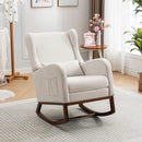 Rocking Chair Nursery Glider Chair with Foot Rest, Nursery Rocking Chairs with Rubber Wood Legs Side Pocket, High Back Nursing Chair, Accent Rocker Arm Chair Baby Bedroom, Living Room, Beige by TinyTreasures Baby Boutique