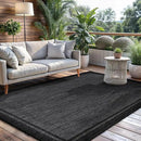 CAMILSON Indoor Outdoor Rug, 9x12 Bordered Dark Grey Black Modern Large Area Rugs for Indoor and Outdoor Patios, Kitchen and Hallway Mats, Washable Porch Deck Outside Carpet (Bordered Black, 9 x 12) by GreenHaven Gardens