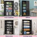 71" Storage Cabinet, Metal Pantry Cabinet, Kitchen Pantry Storage Cabinets with Doors and 4 Shelves for Laundry Room, Living Room, Dinning Room, Assembly Required, Black by CozyNest Decor