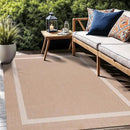 Bordered Outdoor Rug 6x9 Washable Outside Carpet for Indoor Patio Porch Waterproof Easy Cleaning Non Shedding Area Rugs Beige 6 x 9 by CozyNest Decor