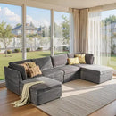 Modular Sectional Sofa, 130.7 Inch U Shaped Couch Set for Living Room, 4-Seater Comfy Cloud Couches with Two Movable Ottoman, Plush Corduroy, Gray by CozyNest Decor