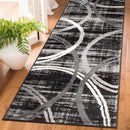 Rugshop Modern Wavy Circles Design Runner Rug 2' x 7'2" Black by TinyTreasures Baby Boutique