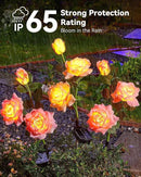 Solar Flower Lights Outdoor,Solar Garden Lights with 12 Bigger & More Realistic Flower,IP65 Waterproof Solar Powered Pathway Lights for Yard Lawn Patio Garden Decor(4Pack Rose Lights) by GreenHaven Gardens