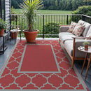 GENIMO 5' x 8' Outdoor Rug Waterproof for Patio Decor, Foldable Reversible Plastic Straw Area Rugs Mat for Camper, Outside Carpet for Rv, Deck, Porch, Picnic, Beach, Balcony, Red & Grey by CozyNest Decor