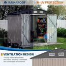 6x8 FT Metal Storage Sheds Outdoor with Floor, Metal Yard Sheds Garden Shed Kit, MetalTool Shed with Lockable Door, Metals UtilitySheds Buildings with Air Vent for Backyard Garden Patio Lawn by GreenHaven Gardens
