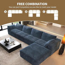 157.5" L Shaped Modern Sofa Modular Sectional Cloud Couch with Ottoman,Deep Seat Upholstered Couches with Corduroy Fabric for Living Room Furniture,Bedroom and Apartment,No Assembly Required,Blue by CozyNest Decor