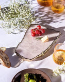 Generic White Quartz Agate Cheese Board Platter Tray Gold Plated Edges Agate Slab for Table Centrepiece Geode Stone Gifts For House Warming, Engagement, Wedding, Christmas by CozyNest Decor
