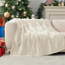 Amélie Home Chenille Knit Throw Blanket for Couch, Checkered Texture Decorative Soft Blanket for Sofa, Bed & Living Room, 50"x60", Ivory by CozyNest Decor