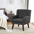 Accent Chair Button-Tufted Upholstered Living Room Chairs Comfy Reading Chair Mid Century Modern Chair with Linen Fabric Lounge Arm Chairs for Living Room Bedroom (Dark Grey) by CozyNest Decor