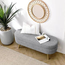 Oval Storage Bench 43.5" Linen Fabric Upholstered Entryway Bench with Solid Wood Legs Ottoman Bench Indoor Bench for Living Room/Bedroom/End of Bed/Entryway (New Grey) by CozyNest Decor