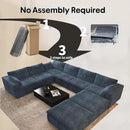 Oversized Modular Sectional Cloud Couch,157.5" U Shaped Modern Sofa with 2 Ottoman and 2 Middle Seats,Upholstered Couches with Corduroy Fabric for Living Room Furniture,No Assembly Required,Blue by CozyNest Decor