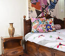 Roses Floral Pillow Cover Flower Farmhouse Chair Cushion Suzani Flowers Pillowcase Boho Florals Accent Throw Pillowsham Wool Hand Embroidered Size 18x18 by CozyNest Decor
