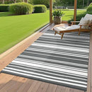 Outdoor Plastic Straw Rug 9x18 Waterproof Outside Rug, Large Modern Striped Reversible Floor Mats, Foldable & Lightweight Camping Carpet for Patio, Porch, Deck, Backyard, Balcony, Grey by CozyNest Decor