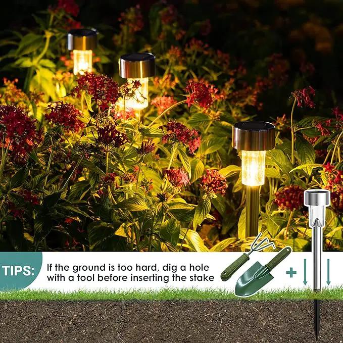 GIGALUMI Solar Lights Outdoor Waterproof, 20 Pack, Stainless Steel LED Solar Garden Lights for Patio, Lawn, Yard and Landscape, Garden Decor Patio Decor,Warm White, photo 7 of 7