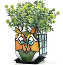 Cat Flower Pots for Indoor Plants,Stained Glass Cat Plant Displays,Cat Succulent Planter,Candle Holder Container Decoration,4.6x5.15x2.3 in (Without Succulents) by GreenHaven Gardens