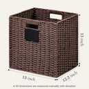 UBBCARE 4 Pack Wicker Basket, 13×13 Storage Cubes with Label, Foldable Cube Storage Bin with Handle, Square Storage Basket for Shelves, Woven Paper Rope Basket for Organizing, Brown by GreenHaven Gardens