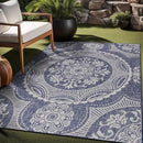 Medallion Outdoor Rug 6x9 Washable Outside Carpet for Indoor Patio Porch Waterproof Easy Cleaning Non Shedding Area Rugs Blue 6 x 9 by CozyNest Decor