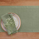 Solino Home Linen Oil Green Table Runner 90 Inches Long - 100% Pure Linen 14 x 90 Inch Table Runner for Fall, Autumn, Thanksgiving - Fete by CozyNest Decor