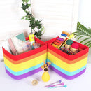 MINTWOOD Design 3-Pack Storage Baskets for Shelves, Playroom and Classroom, Book Basket, Decorative Storage Cube Bins, Woven Closet Organizers, Pantry and Shoe Organizer, Rainbow by TinyTreasures Baby Boutique