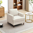 Mid-Century Accent Chair,Modern Linen Fabric Armchair for Living Room,Comfy Upholstered Reading Accent Chairs for Bedroom,Single Sofa Chair with Wood Legs (Beige, 1 Pack) by CozyNest Decor