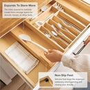 Premium Silverware, Flatware and Utensil Organizer for Kitchen Drawers, Food-Safe Contract Grade, Expandable from 14 to 25 In, Natural Bamboo by CozyNest Decor