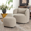 KINWELL 34" Wide 2 Boucle Swivel Barrel Chairs and 2 Ottomans Set, Fully Assembled Sherpa Accent Chairs and Footrest Set, Modern Comfy Armchairs and Footstool for Living Room and Bedroom, Taupe by CozyNest Decor