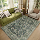 Washable 4x6 Rugs for Living Room, Boho Non-Slip Silicone Backing Small Rugs for Bedroom Nursery Office, 0.3" Neutral Oriental Throw Carpet with 0.16" Cushioning Pad, Sage Green/Multi by TinyTreasures Baby Boutique