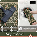 BEQHAUSE Dirt Trapper Door Mat 32" x 48", Non-Slip Entryway Rugs Washable, Floor Mat Stain Resistant and Absorbent Welcome Mat for Front Back Door, Muddy Wet Shoes & Paws, Green and Vining Floral by CozyNest Decor