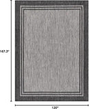 Bordered Outdoor Rug 10x14 Washable Outside Carpet for Indoor Patio Porch Waterproof Easy Cleaning Non Shedding Area Rugs Dark Gray 10 x 14 by CozyNest Decor