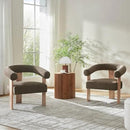 VKNOW Accent Chair Living Room Chair Set of 2, Modern Upholstered Armchair with Solid Wood Legs, Comfy Barrel Arm Chairs for Living Room Bedroom, Brown by CozyNest Decor