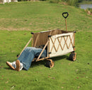 Whitsunday Collapsible Folding Wagon with Table,Heavy Duty Utility Beach Wagons with Opened Tailgate and All-Terrain Wheels for Camping,Garden,Sports Beige by GreenHaven Gardens
