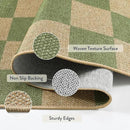 Lahome Checkered 3x5 Washable Rug, Green Easy Jute Rug for Entryway Living Room, Modern Non Slip Non Shedding Indoor Outdoor Carpet for Porch Deck Kitchen