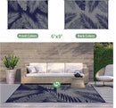 GENIMO Outdoor Rug 6' x 9' Waterproof for Patios Clearance, Reversible Outdoor Plastic Straw Camping Rug Carpet, Large Area Rugs Mats for RV, Camper, Deck, Balcony, Porch, Beach, Picnic Navy Blue&Grey by CozyNest Decor
