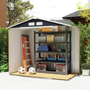 Outsunny 7' x 4' Outdoor Storage Shed, Garden Tool Metal Shed with Foundation Kit, Double Lockable Door, Air Vents and Sloping Roof, for Backyard, Patio, Lawn, Dark Gray by GreenHaven Gardens