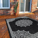 CAMILSON Outdoor Rug, 8x10 Medallion Black White Modern Area Rugs for Indoor and Outdoor Patios, Kitchen and Hallway Mats, Washable Porch Deck Outside Carpet (Medallion Black, 8 x 10) by GreenHaven Gardens
