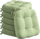 Codi 6 Pack Dining Chair Cushions, Thick Chairs Pads for Indoor Kitchen Room - Washable, Non-Slip Seat Cushion with Ties, 16.5"x16.5"x 3.5", Set of 6, Sage by CozyNest Decor