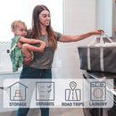 CleverMade Collapsible Laundry Tote - Denim Charcoal 2-Pack 50L - Foldable Storage Organization Container for Clothes Laundry Room Storage Solution by CozyNest Decor