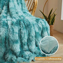 XeGe Luxury Faux Fur Blanket, Tie Dye Teal Soft Fluffy Throw, Shaggy Plush Decorative Couch Blanket, Turquoise Bed Furry Fuzzy Throw for Bedroom Living Room, Tie Dye Teal, 60x90 by CozyNest Decor