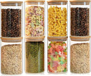 Glass Food Storage Jars Set of 8,26oz-Glass Storage Containers Clear Glass Food Canister with Bamboo Lid Airtight For Serving Tea, Coffee, Flour,Candy, Cookie, Spice(Round-8CMx15CM) by CozyNest Decor