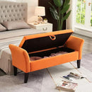 Furniliving 51 Inch Storage Bench for Living Room, Upholstered Bench Ottoman with Velvet Fabric, Modern Entryway Bench with Woodern Legs for Bedroom, Living Room, Shoe Storage & Seating, Orange by CozyNest Decor