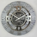 The Gears Clock Real Moving Gear Wall Clock England Line (Silver Grey, 24 inches (60 cm)) by CozyNest Decor