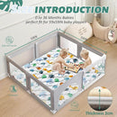 Baby Play Mats for Floor, 59x59 Playpen Mat for Babies, Extra Thicker & Soft Floor Crawling Mat, Foldable Non-Slip Playmat Cushioned for Infants Toddlers, Cute Animal Design by TinyTreasures Baby Boutique