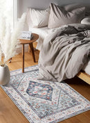 Lahome Boho Round Rug - 8Ft Washable Area Rug, Non-Slip Small Bathroom Rug, Lightweight Bedroom Throw, Oriental Distressed Print Carpet for Entryway, Sofa, Nursery, Kids Room by TinyTreasures Baby Boutique