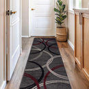 Rugshop Modern Wavy Circles Design Runner Rug 2'7" x 10' Red by TinyTreasures Baby Boutique