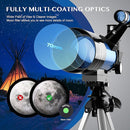 AOMEKIE Telescopes,70mm Aperture 300mm Table Tripod, Astronomical for Beginners,2 Eyepieces 150X with Smartphone Adapter Moon Filter 3X Barlow by TinyTreasures Baby Boutique