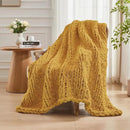 Carriediosa Chunky Knit Throw Blanket 60" X 80" Twin, 100% Hand Made Large Chenille Loop Yarn Soft Fluffy Throws for Couch Sofa Bed, Big Crochet Cozy Heavy Thick Cable Woven Blanket, Yellow by CozyNest Decor