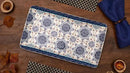 Bico Blue Talavera Ceramic 14 inch Rectangular Serving Platter, Set of 2, for Serving Salad, Pasta, Cheese, Ham, Appetizer, Microwave & Dishwasher Safe by CozyNest Decor