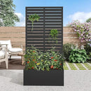 Casaphoria Metal Raised Garden Bed with Trellis, 59"x30"x12" Planter Box for Climbing Plants, Vegetables & Vines, Features Drainage Holes and Privacy Screen (Black-Louvered) by GreenHaven Gardens