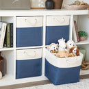 OrganiHaus 13x13 Cube Storage Bins 4 Pack, Foldable Cube Storage Organizer w/ Rope Handles, Collapsible Fabric Bins for Toys, Clothes & Closet Organization, Fabric Square Baskets - Navy Blue by CozyNest Decor